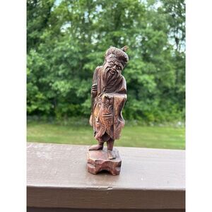 Vintage Antique Chinese Taiwan Carved Wood Male Statue Figurine Netsuke